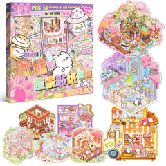 QEF 50 Sets 3D Sticker Scene book cover—creative activity for kids and adults.