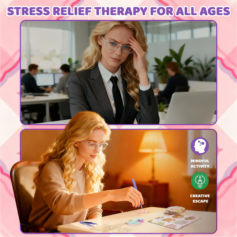 QEF stickers book tweezers included—precise placement for neat 3D scenes.