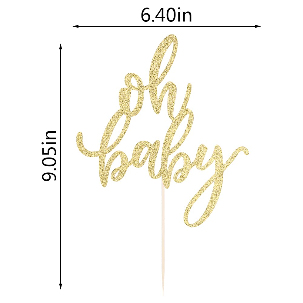 Qertesl Glitter Oh Baby topper on cake for baby shower