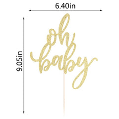 Qertesl Glitter Oh Baby topper on cake for baby shower