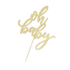 Qertesl Glitter Oh Baby topper with protective packaging for shipping