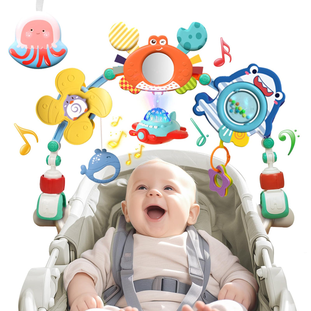 Qesfir musical baby stroller arch penguin windmill for soothing sounds during travel