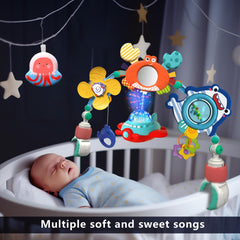 Qesfir musical baby stroller arch shark teether for grasp and play