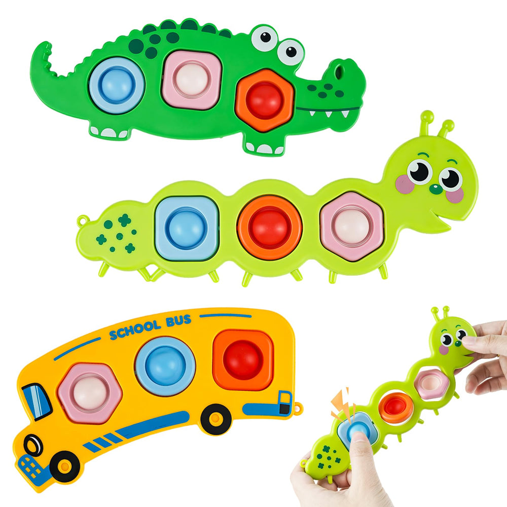 QETRABONE caterpillar popper toy for travel, soothing tactile play.