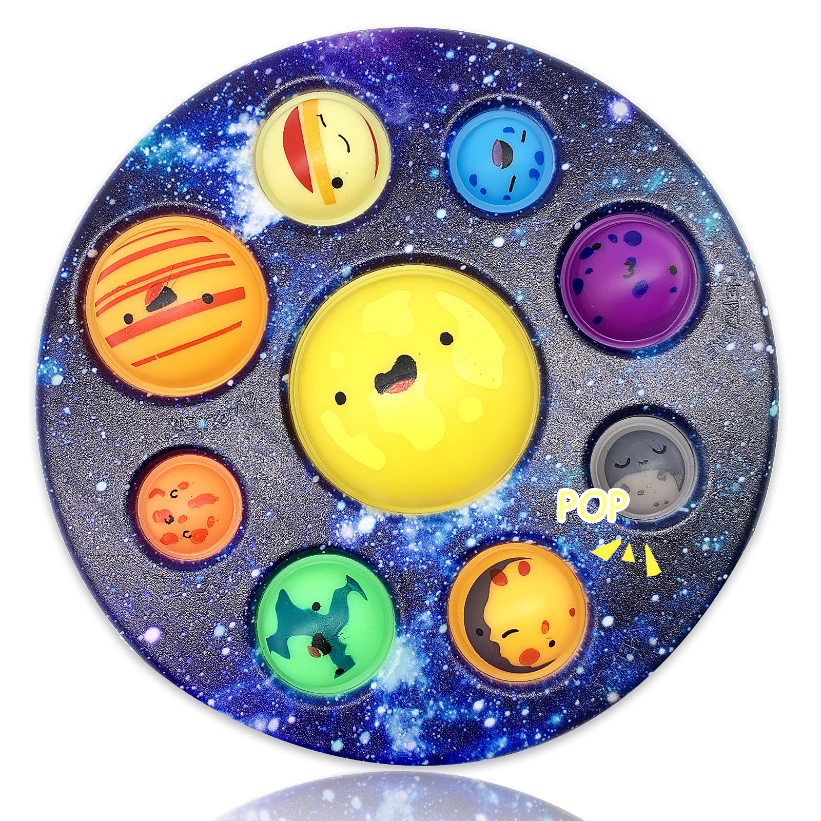 QETRABONE eight-planet cave bubble toy showing planets for tactile exploration and color recognition