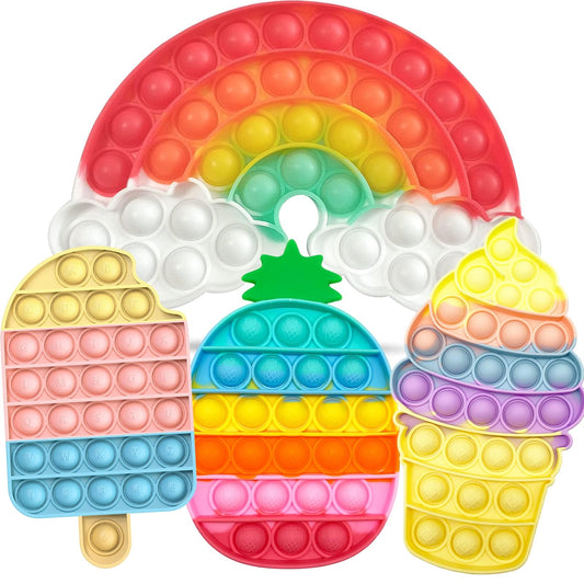 QETRABONE rainbow push bubble ice cream toy for stress relief and tactile fun