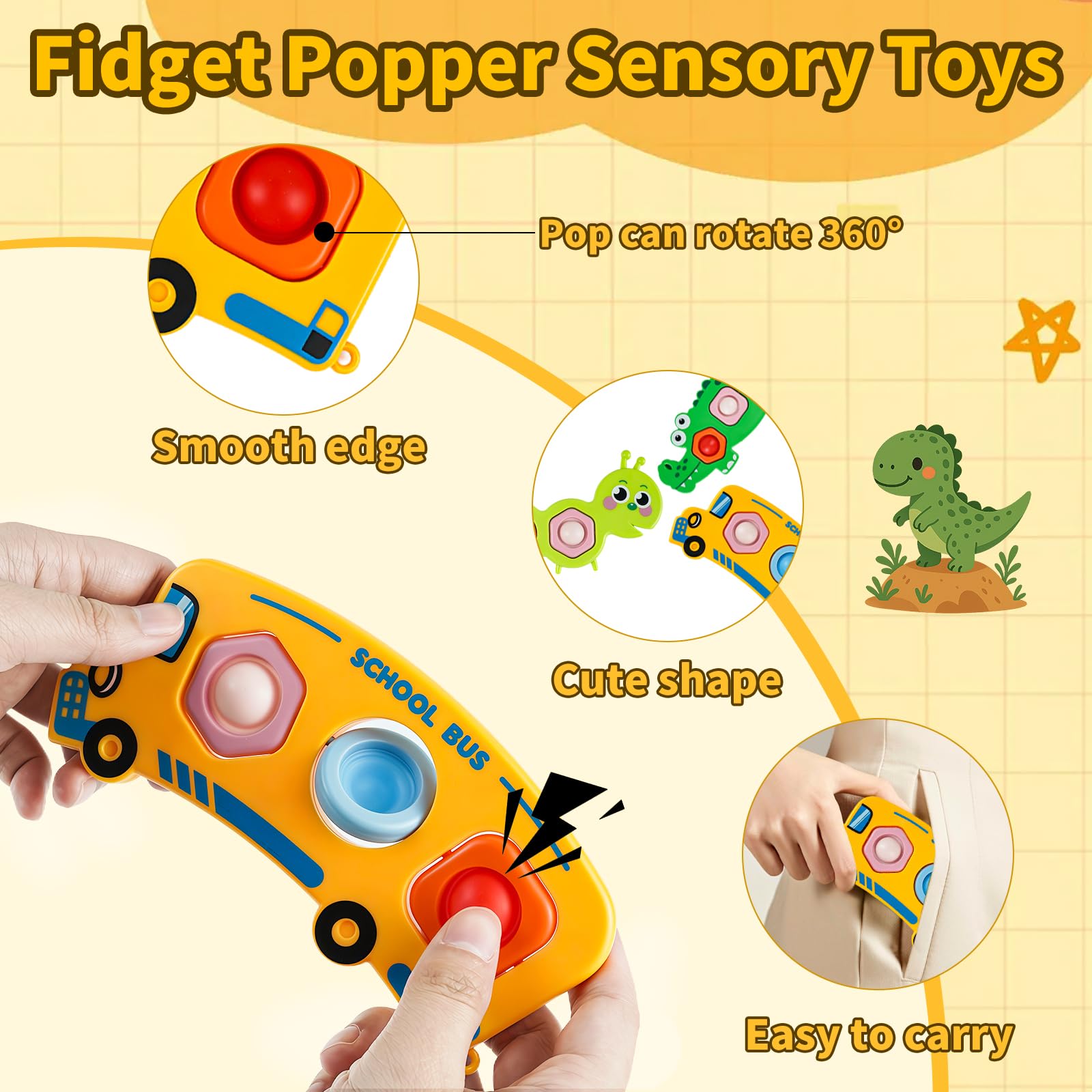 QETRABONE school-bus popper toy, engaging play on the go.