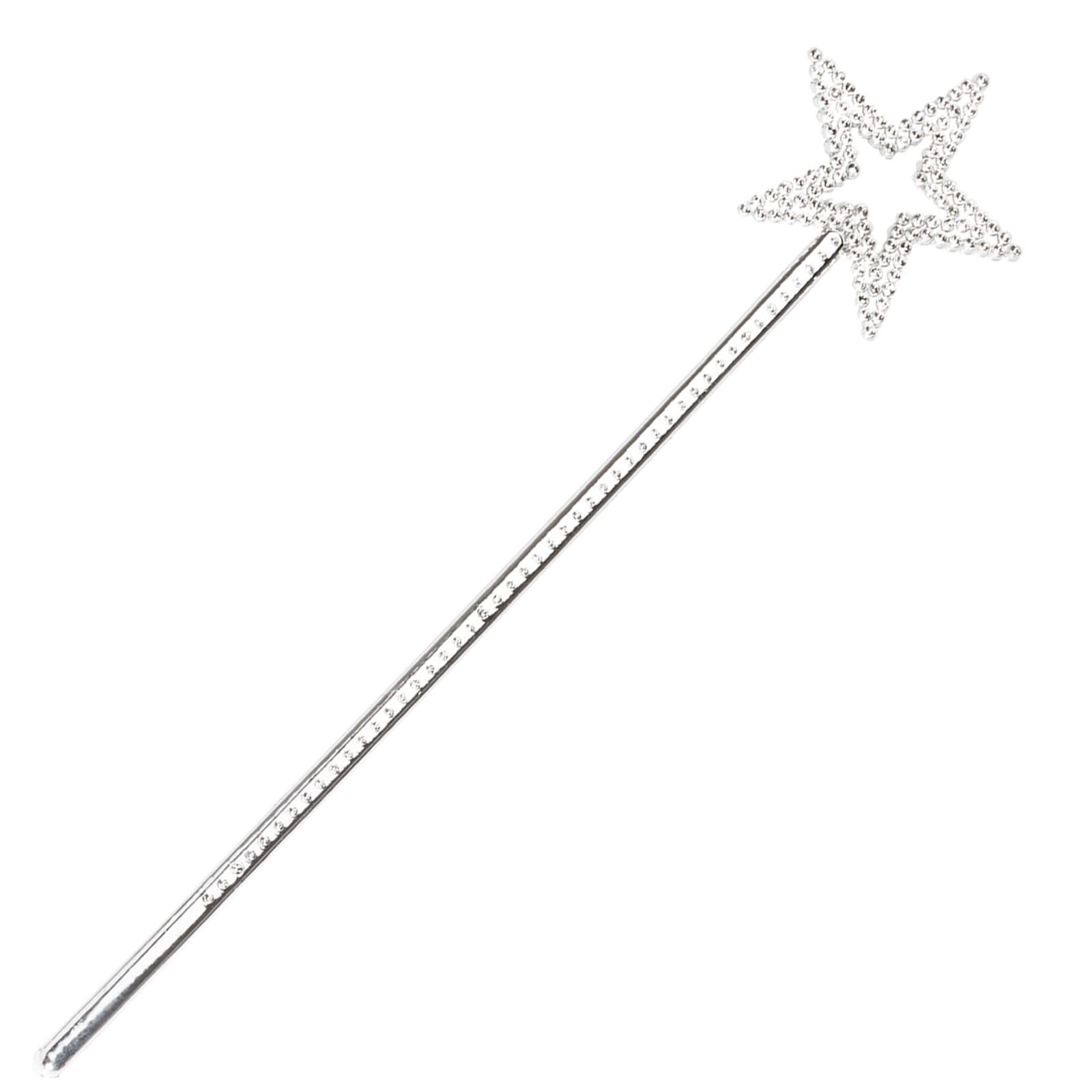 Qeuly Star Wand 13-inch full view in silver, ideal for dress-up play.