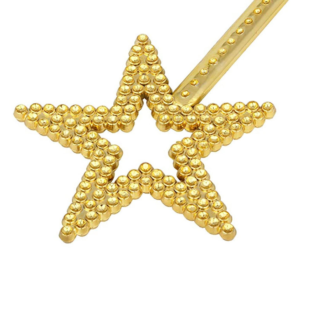 Qeuly Star Wand Gold top star with beads catching light