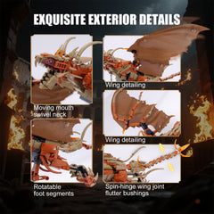 QFJ Fire Dragon adjustable head wings tail and legs for poses.
