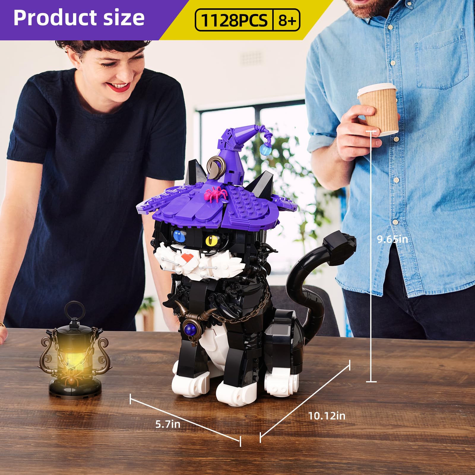 QFJ Ideas Harry magic cat display stand enhances shelf decor