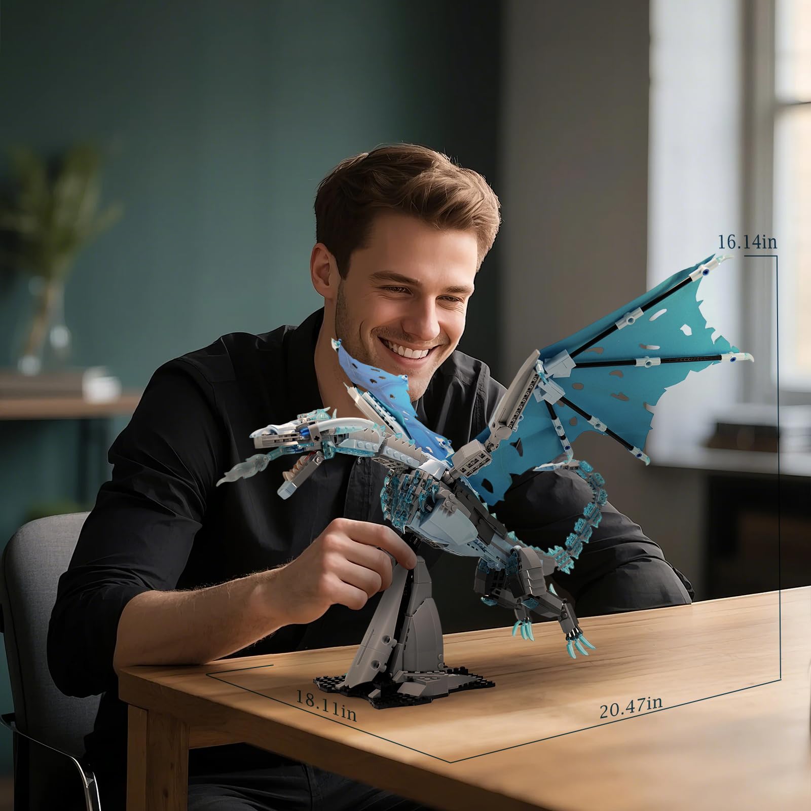 QFJ Ice Dragon display size on shelf or desk