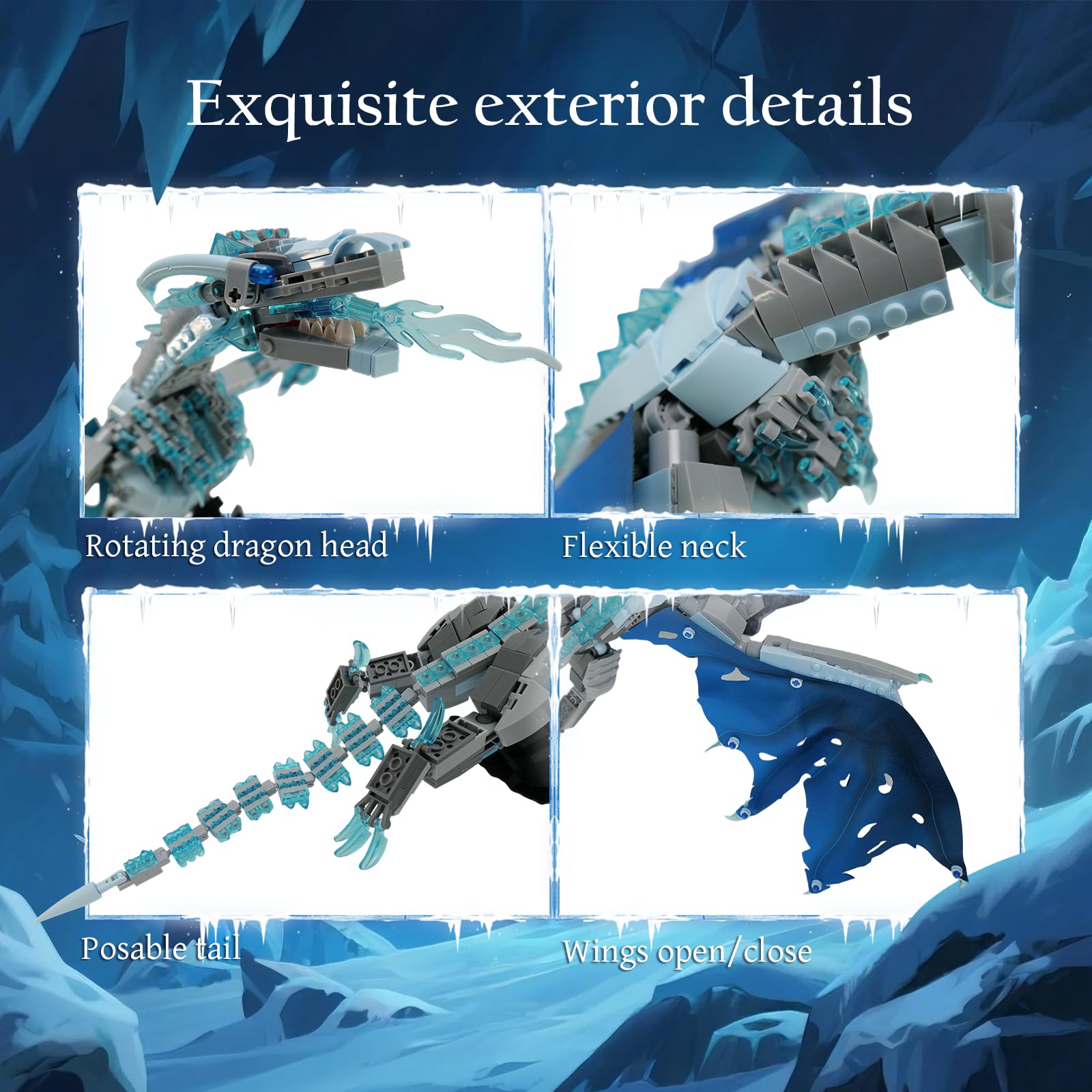 QFJ Ice Dragon on included stand for stable display