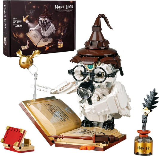 QFJ Ideas Magic World Owl on spellbook for a striking desk display.