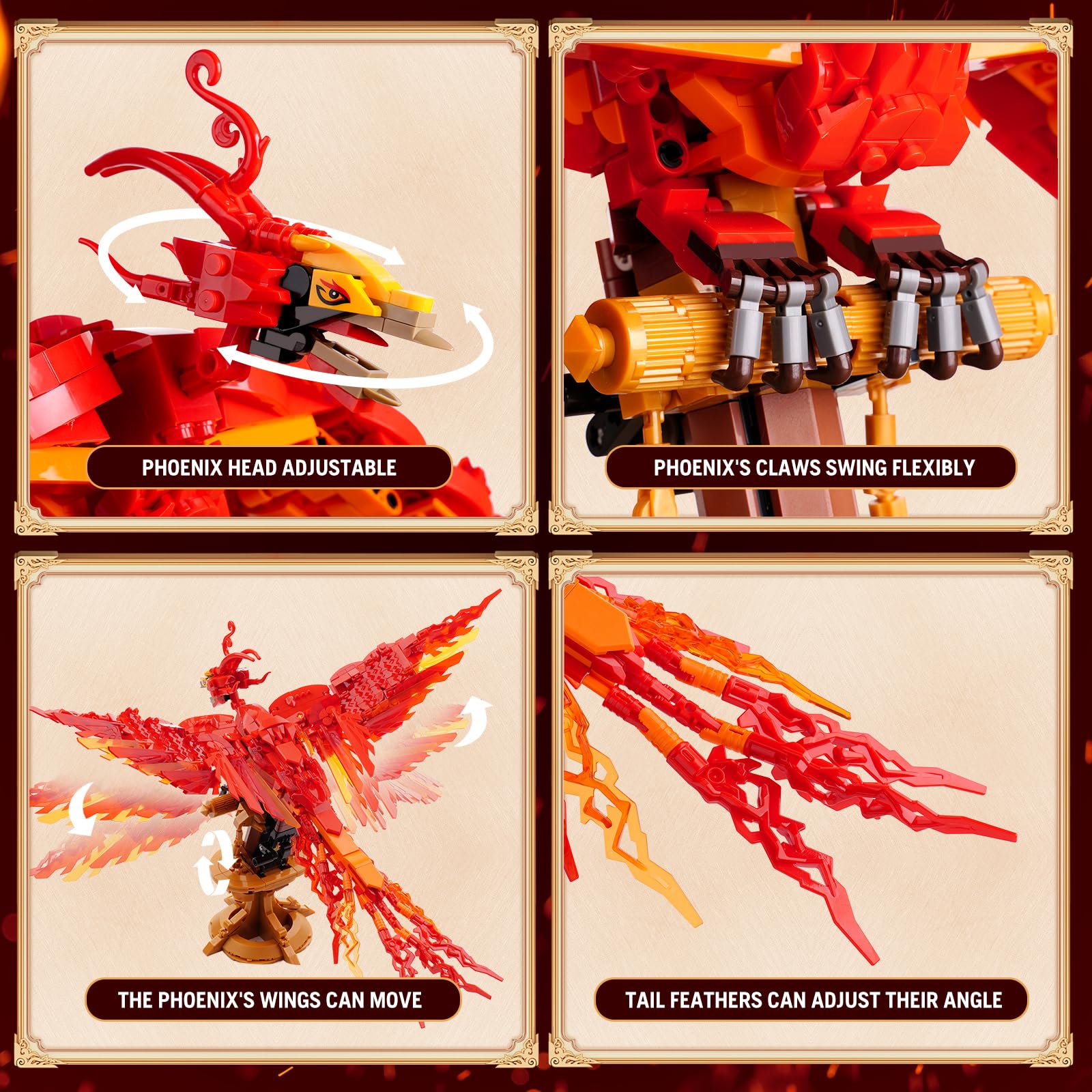 QFJ Moc Fire Phoenix is LEGO-compatible for versatile STEM building