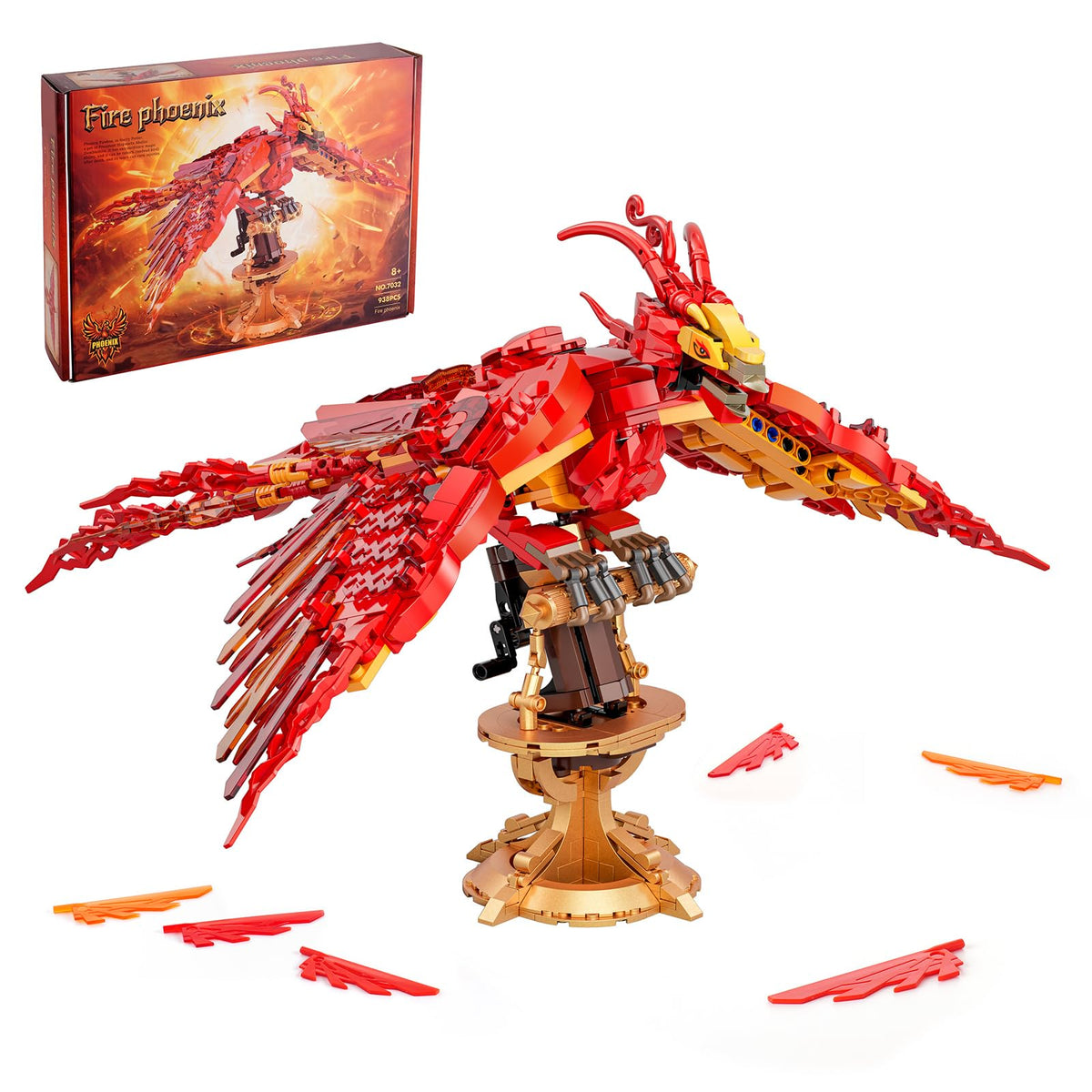QFJ Moc Fire Phoenix building set displays vivid feathers for collectors