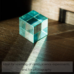 QFkris K9 cyan prism cube desk decor adds color and subtle diffusion of light.