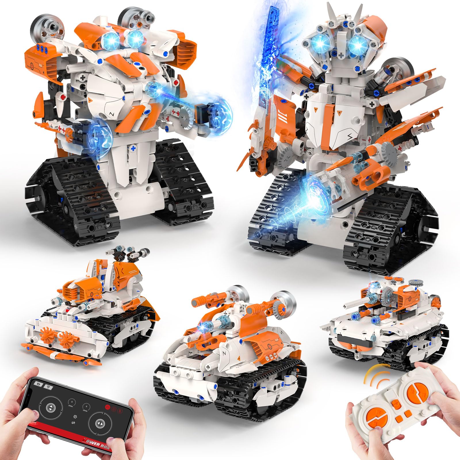 QHECTTY 5in1 STEM robot tank for creative play and learning.