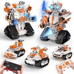 QHECTTY 5in1 STEM robot tank for creative play and learning.