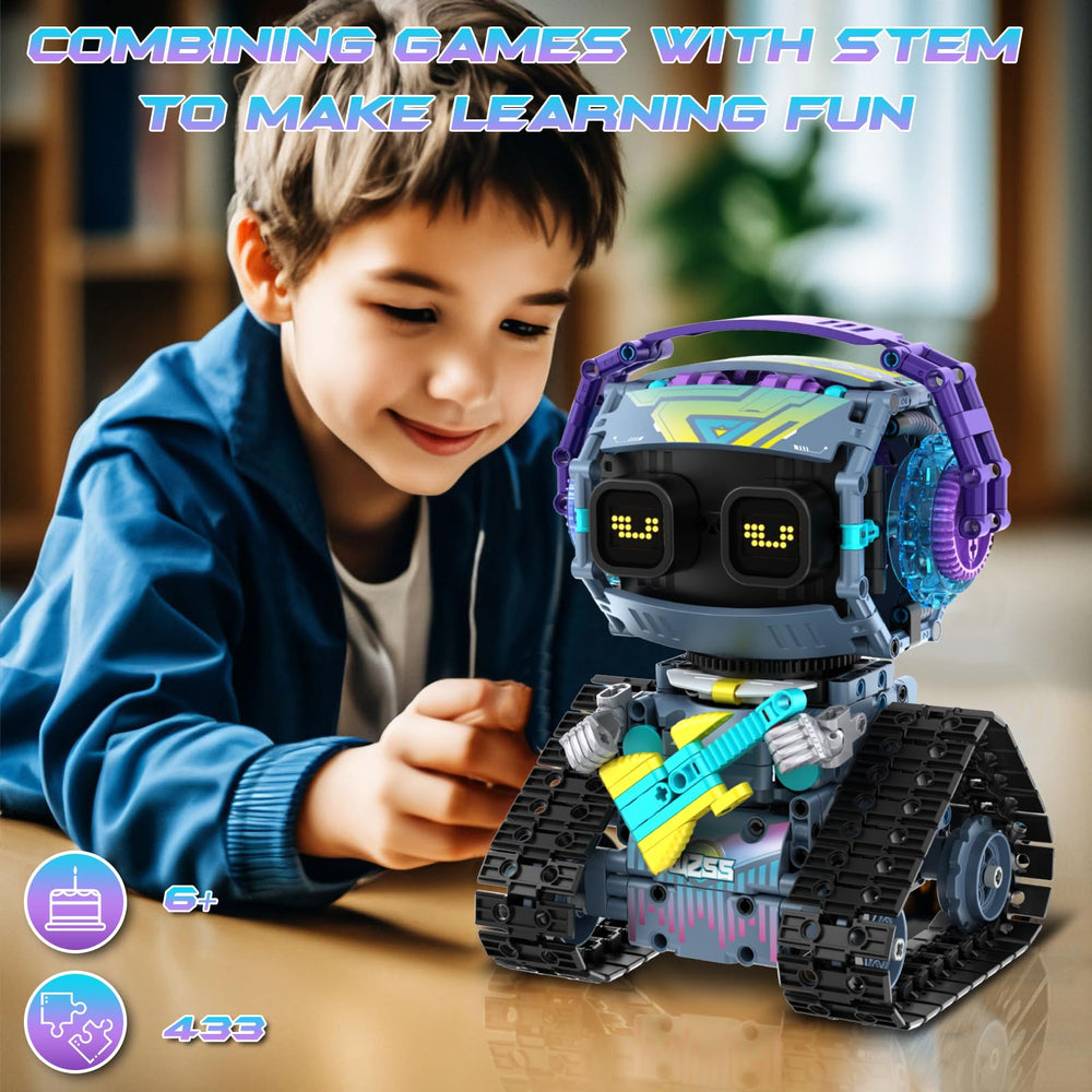 QHECTTY app-guided building with colorful steps for easy learning.