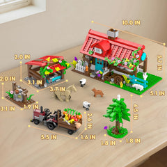 QHECTTY Farm House Building Set Display Scene – decorative farm diorama for display.