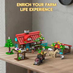 QHECTTY Farm House Building Set Sheep and Lambs – cute animals spark imaginative scenarios.