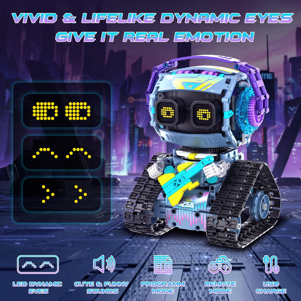 QHECTTY LED dynamic eyes respond to remote commands for interactive play.