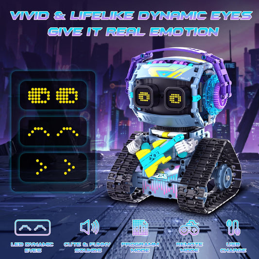 QHECTTY LED dynamic eyes respond to remote commands for interactive play.