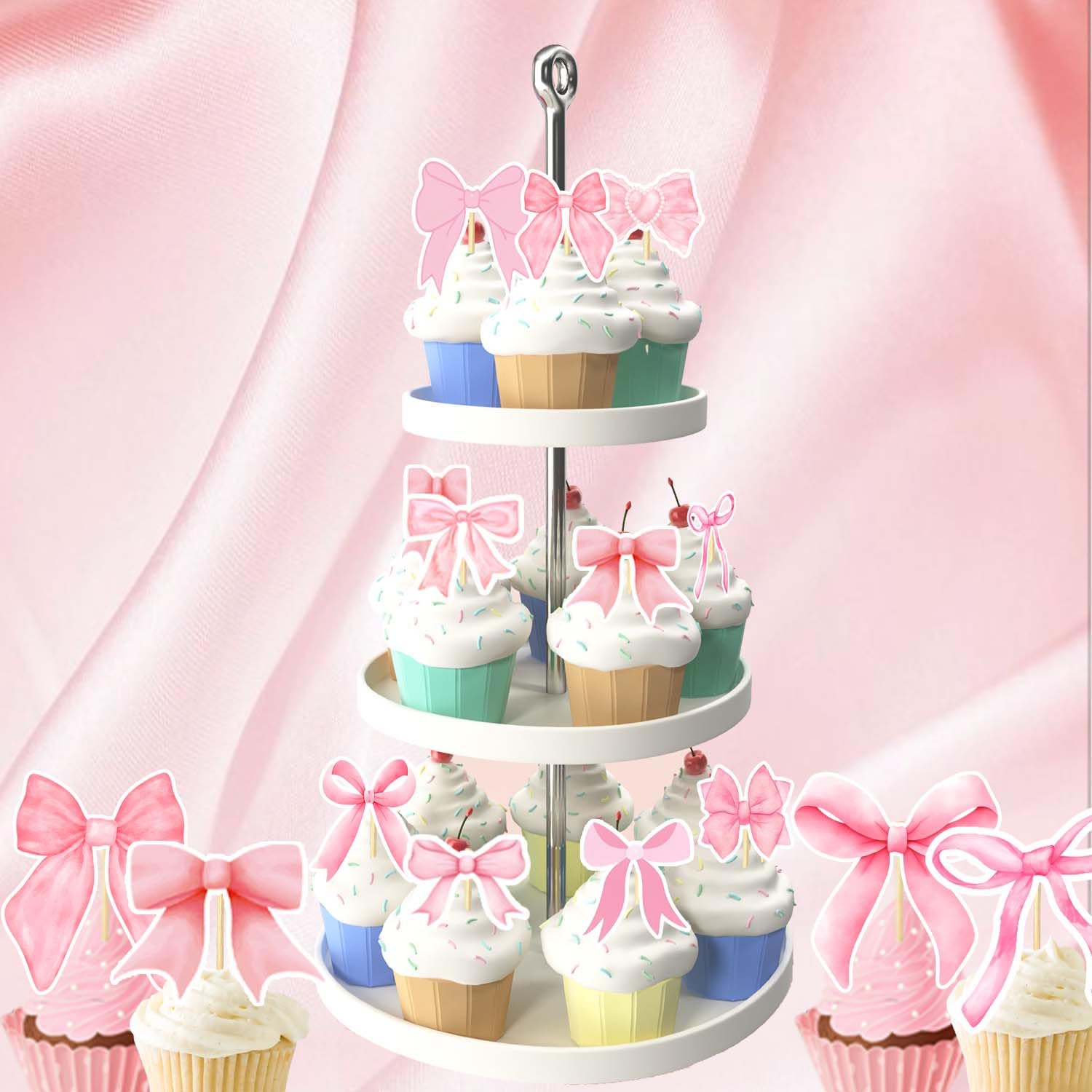 qhqqwzxqc coquette bow cupcake toppers pink 6 - versatile decoration for birthdays