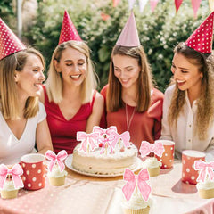 qhqqwzxqc coquette bow cupcake toppers pink 7 - enhances table setting with chic detail