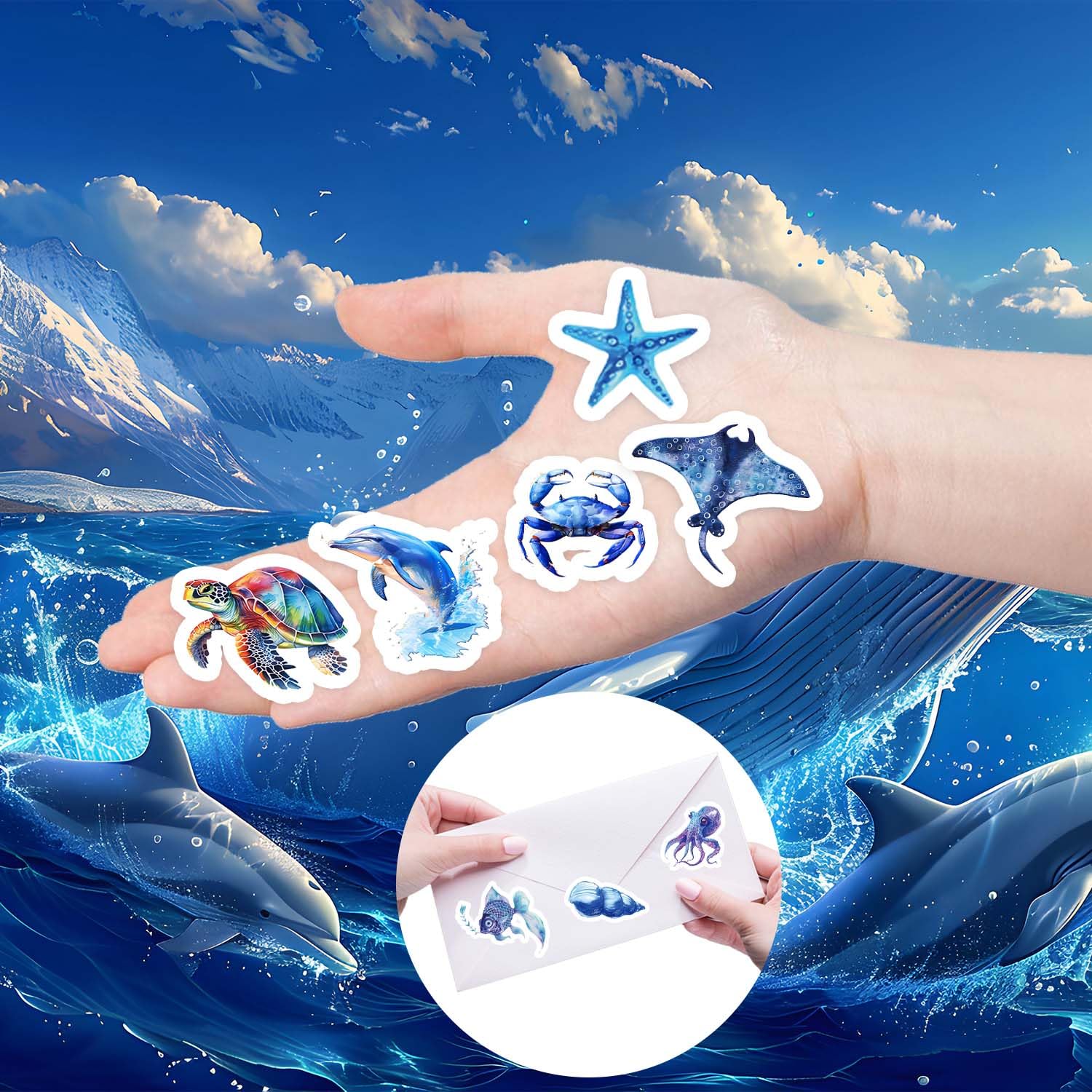 qhqqwzxqc ocean animal stickers: crabs for water bottles and scrapbooks.