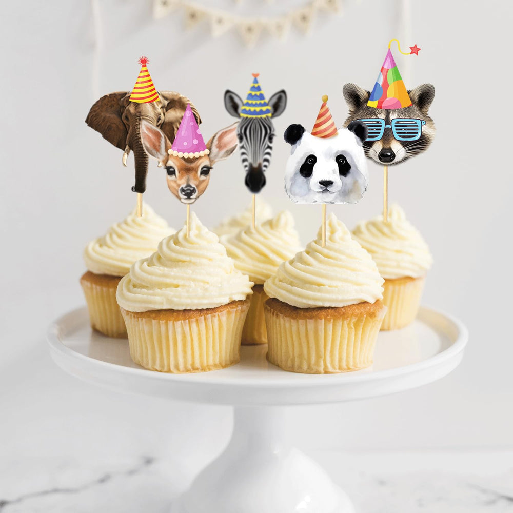 qhqqwzxqc Safari Animals giraffe cupcake topper elevates party cupcakes with playful height.