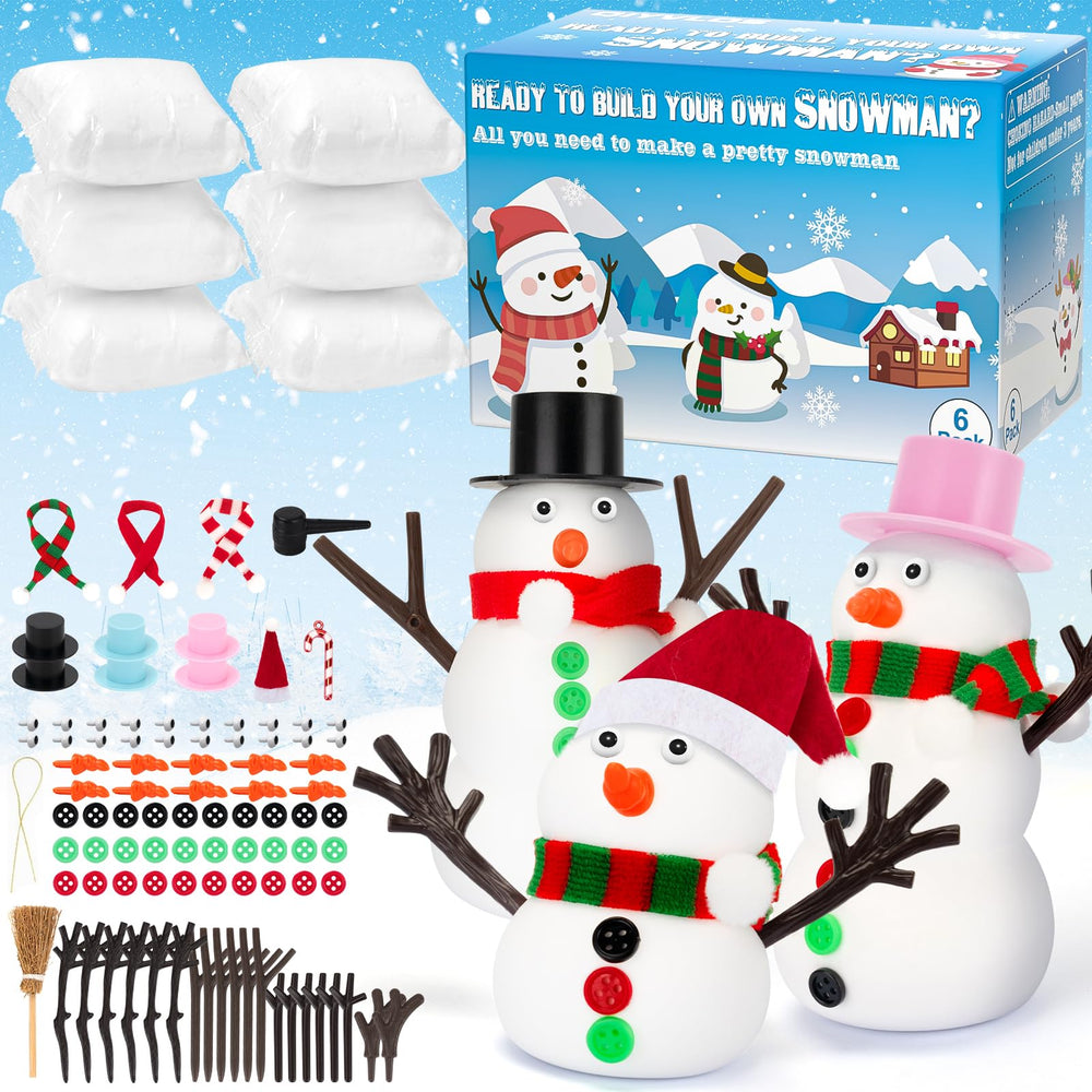 QIYVLOS Build A Snowman Kit contents for creative snowman crafting at home.