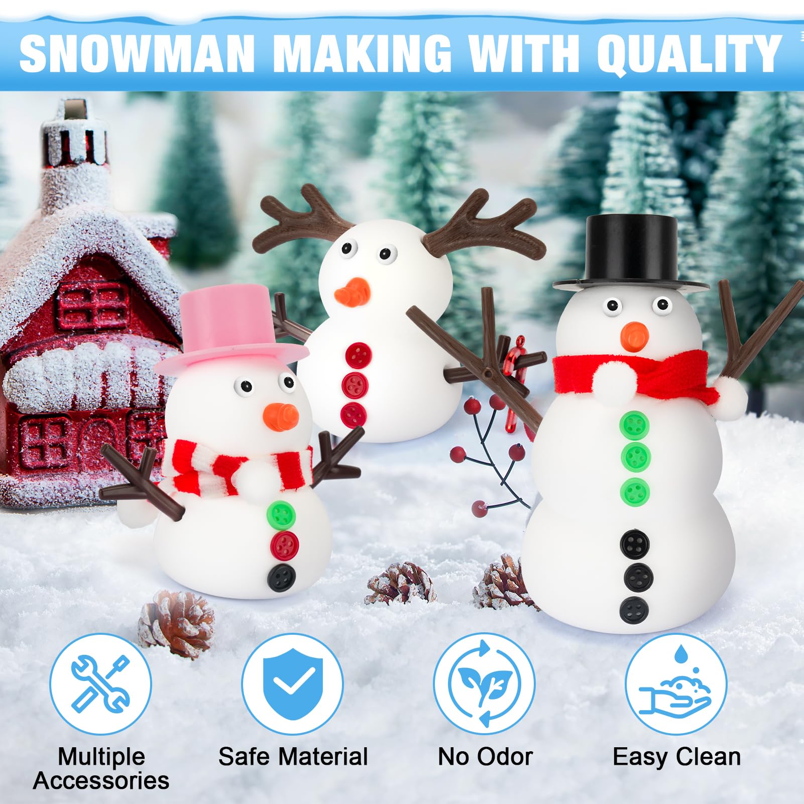QIYVLOS Large white clay snowmen for sturdy, imaginative play.