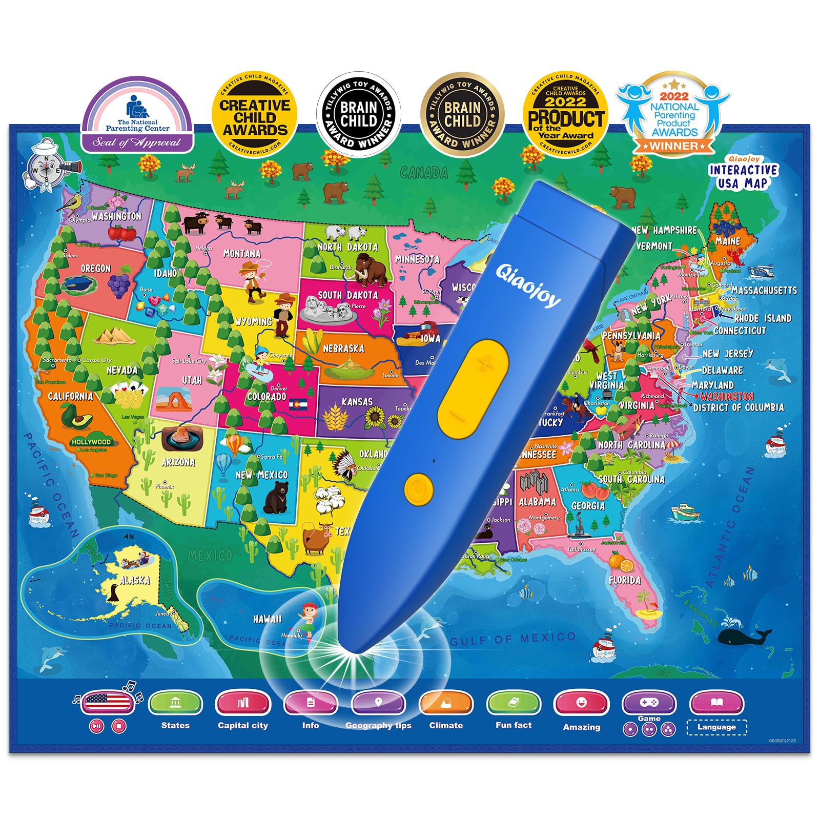 Qiaojoy bilingual interactive map offers a world view for engaging geography learning.