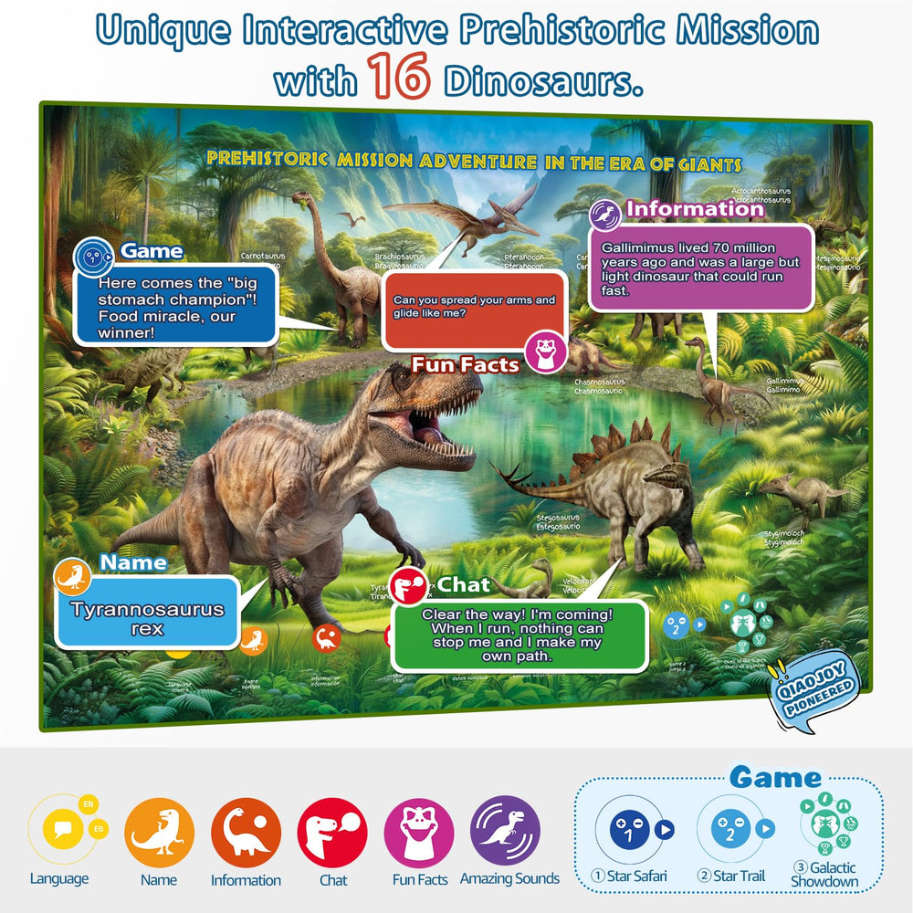 Qiaojoy bilingual mode display shows English and Spanish support for inclusive learning