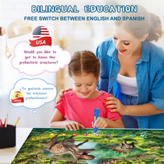 Qiaojoy dinosaur poster bilingual mode engages children in English and Spanish