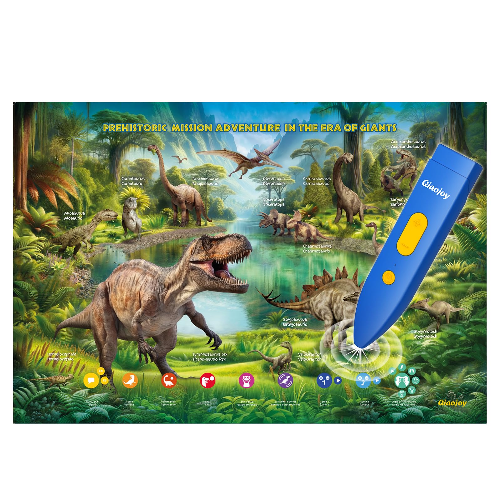 Qiaojoy dinosaur poster interactive module with touch storytelling for kids