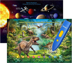 Qiaojoy dinosaur-space poster display—colorful, interactive learning centerpiece for kids.
