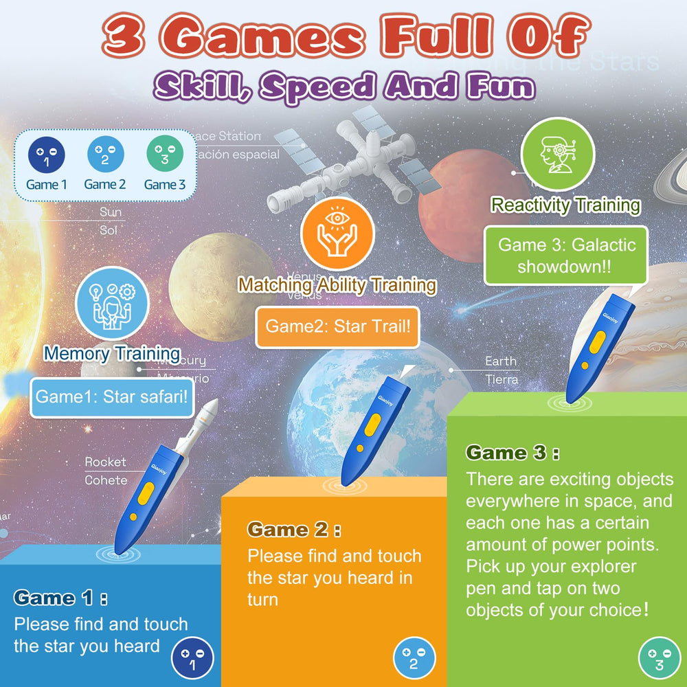 Qiaojoy educational games demonstrate star travel and orbit activities