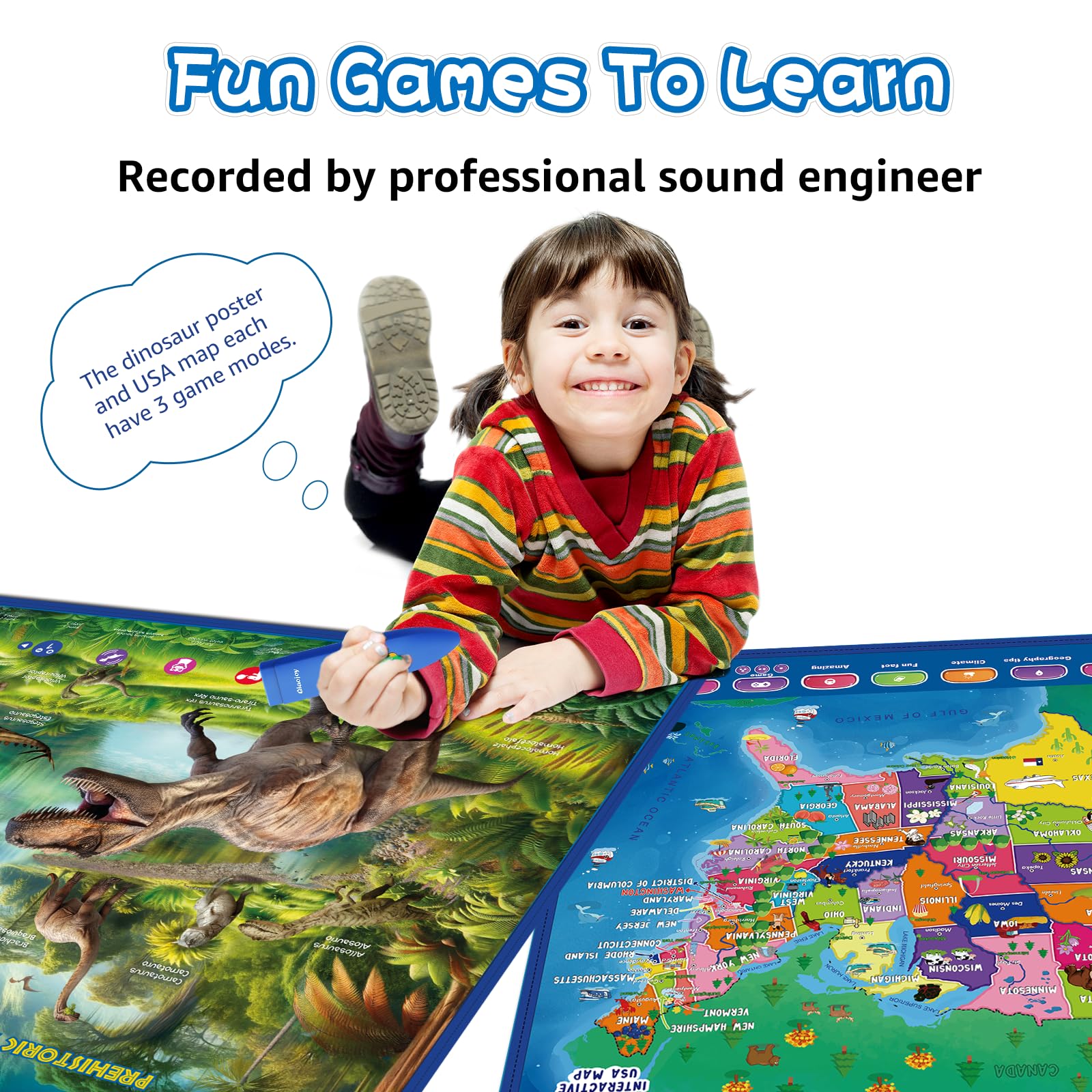 Qiaojoy interactive games poster offering easy to hard modes
