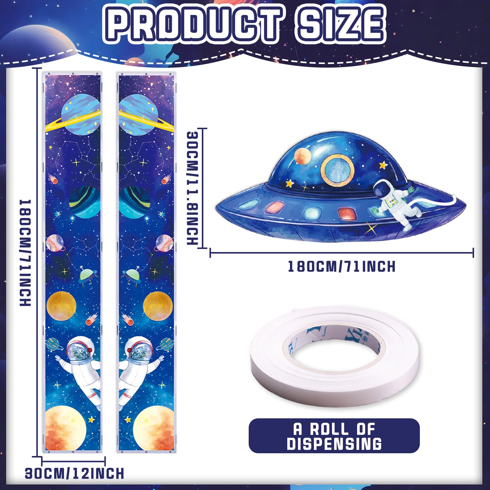 QICI outer space banner planet illustration adds playful space vibes to a bedroom.
