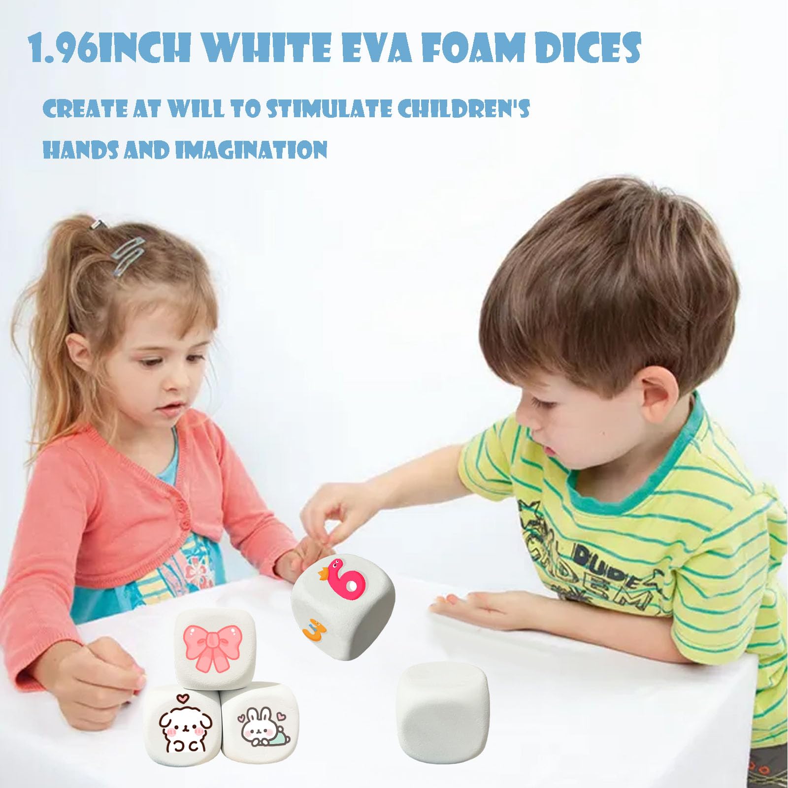 Qidiwin white foam dice being used as building blocks for arts and crafts.