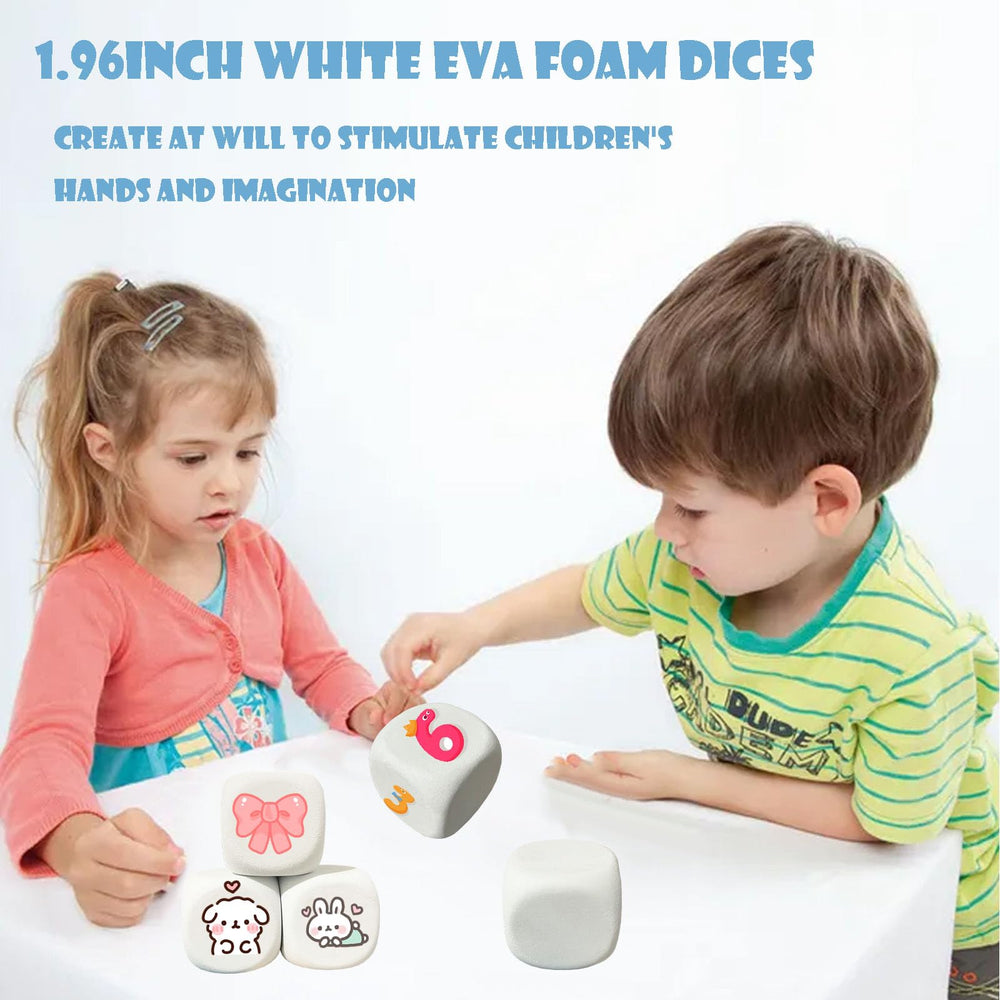Qidiwin white foam dice being used as building blocks for arts and crafts.