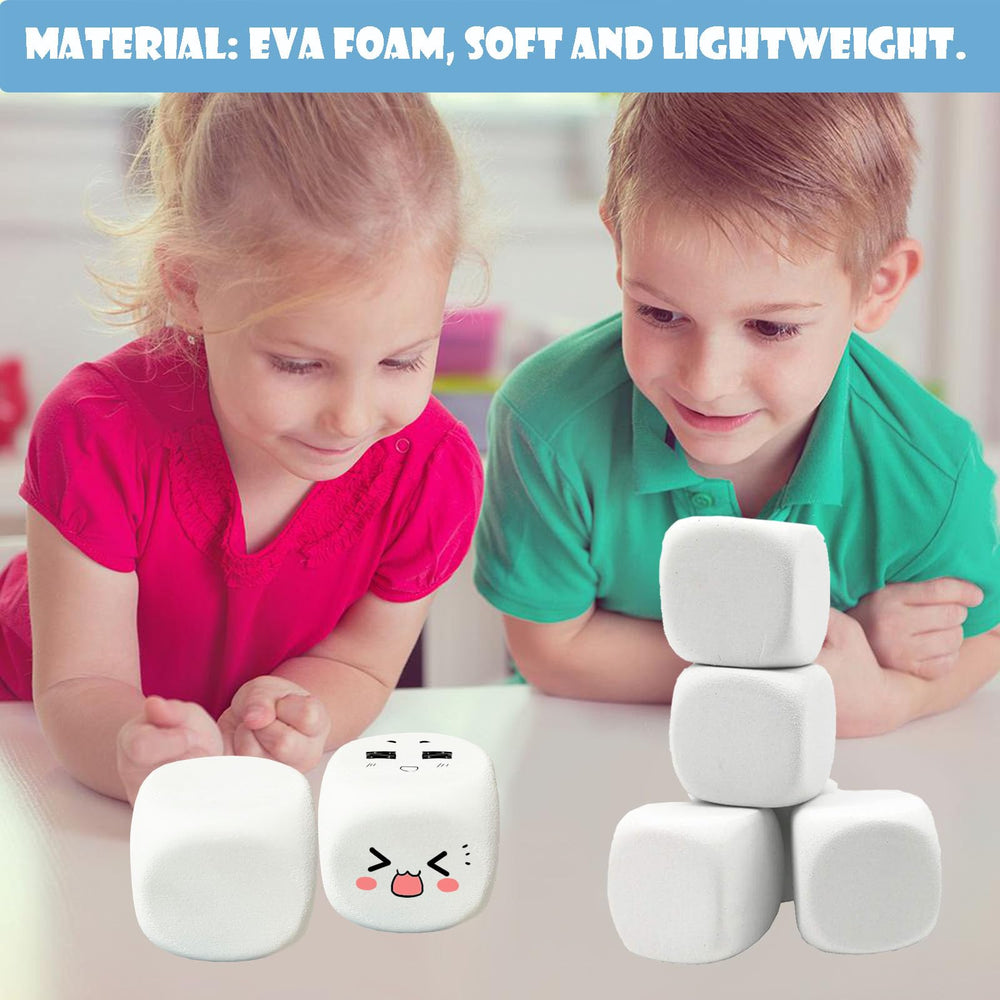 Qidiwin white foam dice in 5 cm size ideal for kids projects.