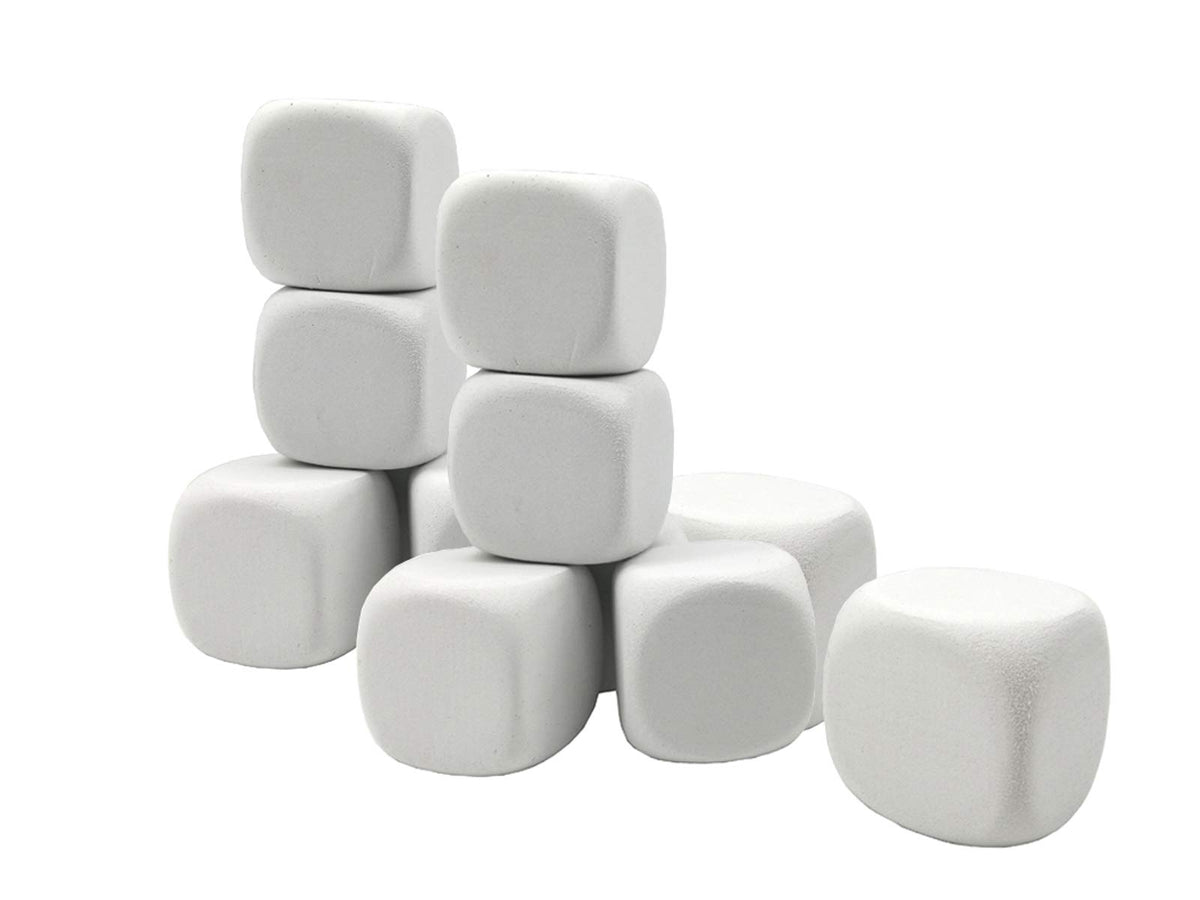 Qidiwin white EVA foam dice with plain surface for creative pattern design.