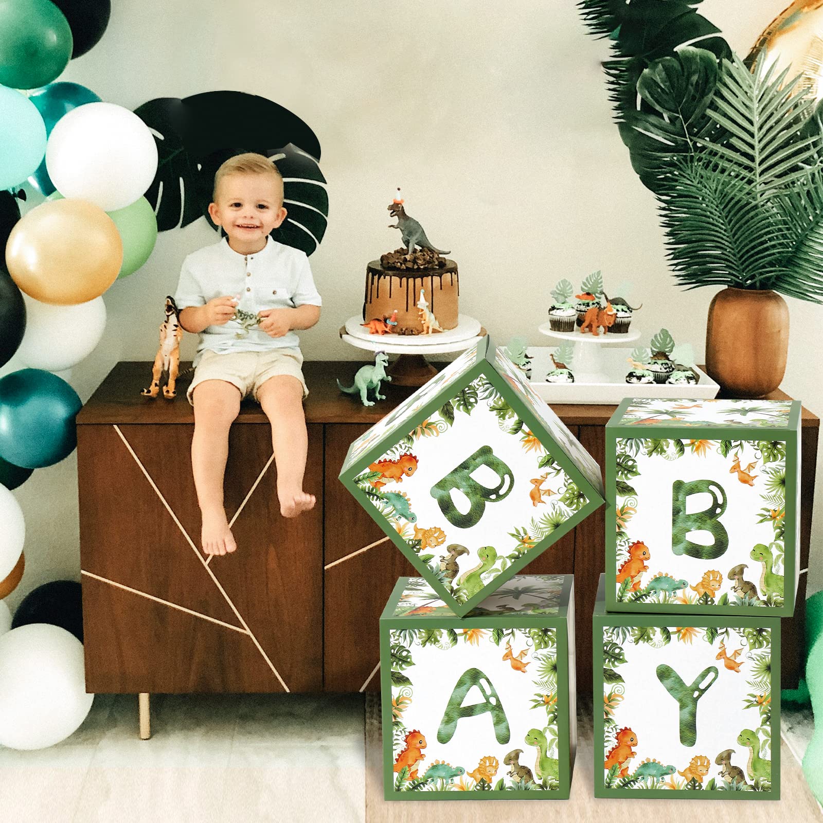 QIFU safari themed dinosaur box enhances woodland party ambiance