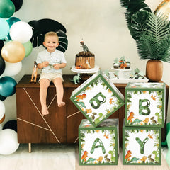 QIFU safari themed dinosaur box enhances woodland party ambiance