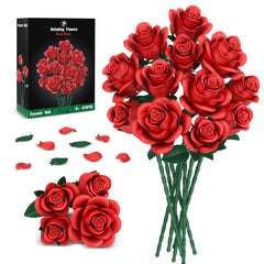QIFUN red roses bouquet building set for long-lasting home decor