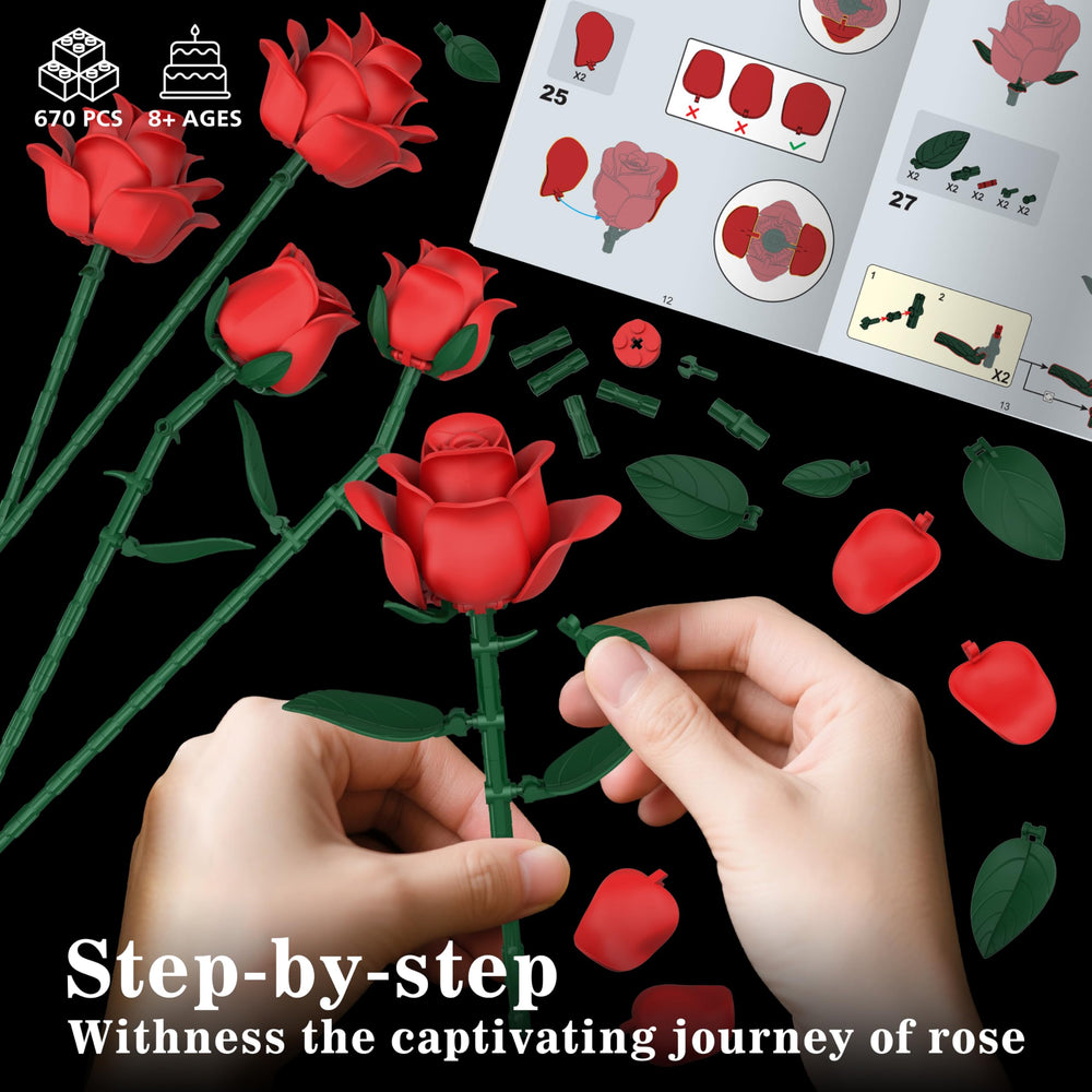 QIFUN rose bloom collection with four fully bloomed roses for striking displays